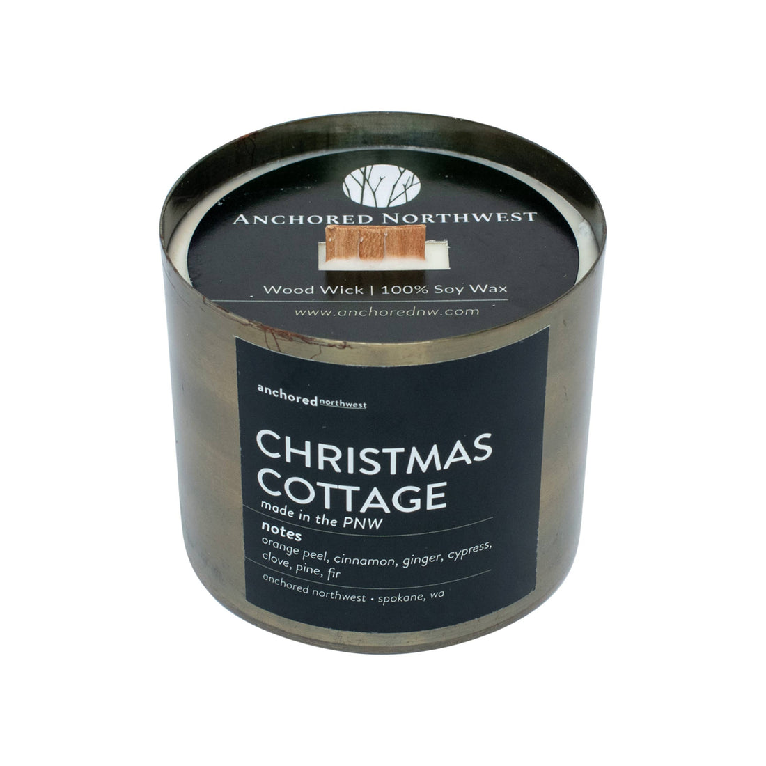 Christmas Cottage Antique Brass Candle