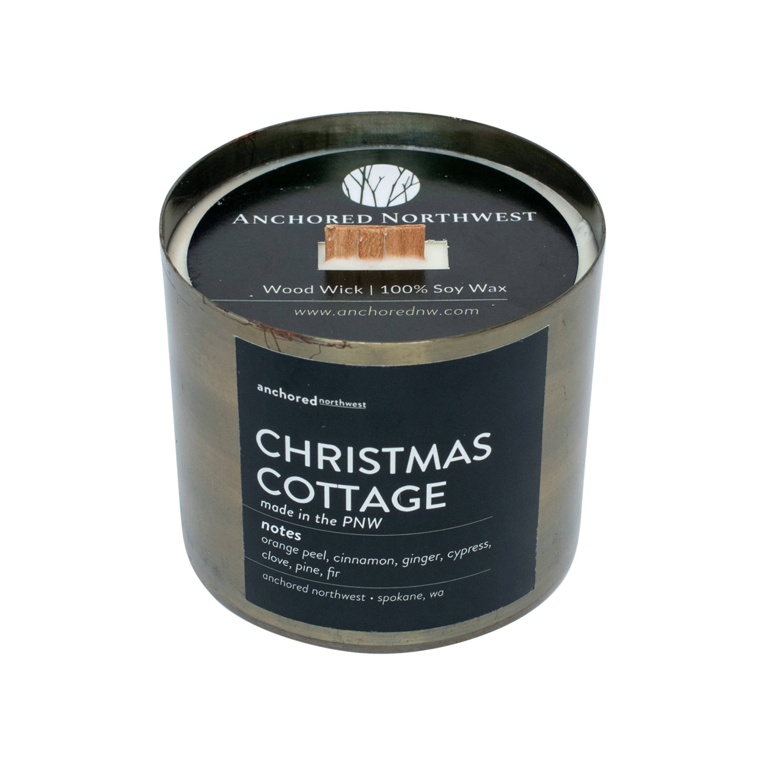 Christmas Cottage Antique Brass Candle