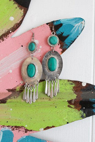 Long Double Turquoise Earrings