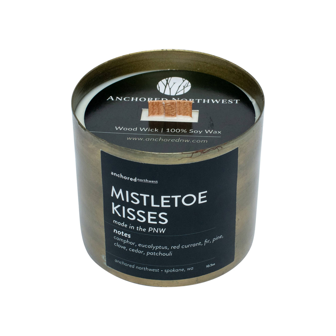 Mistletoe Kisses Antique Brass Candle