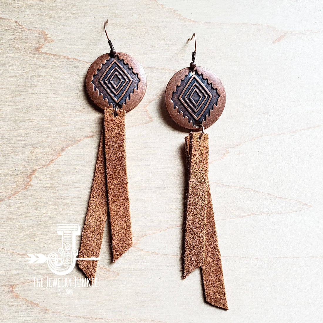 Leather Rectangle Earrings w/ Tan Suede
