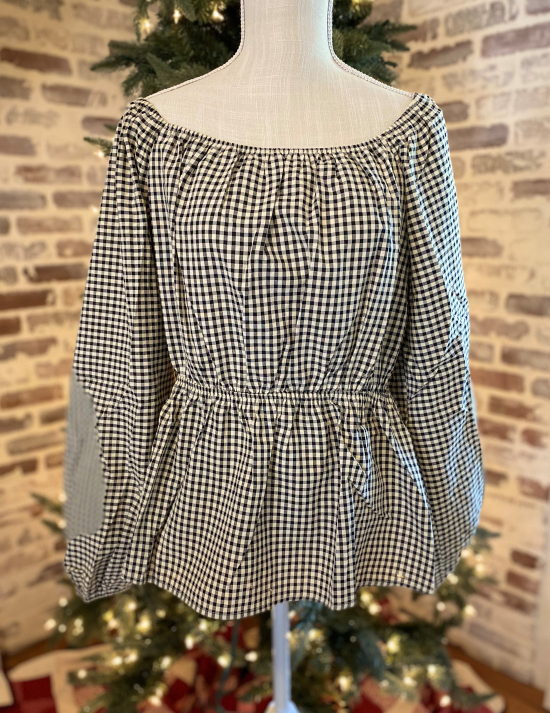 Black Gingham Top