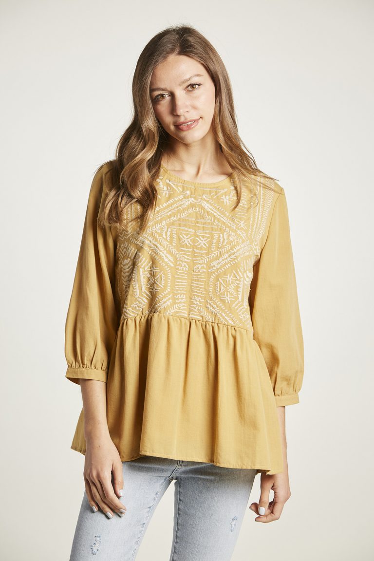 Mustard Sleeve Rose Top