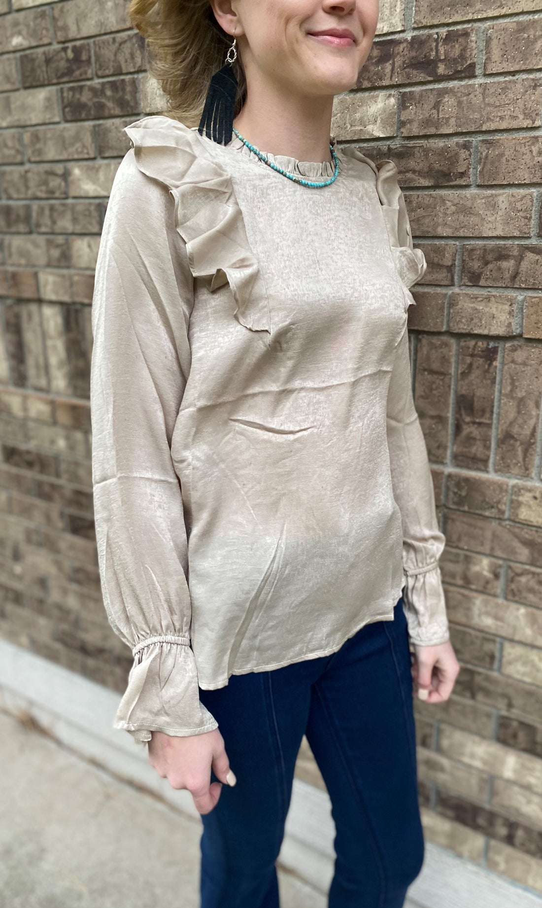 Champagne Ruffle Top