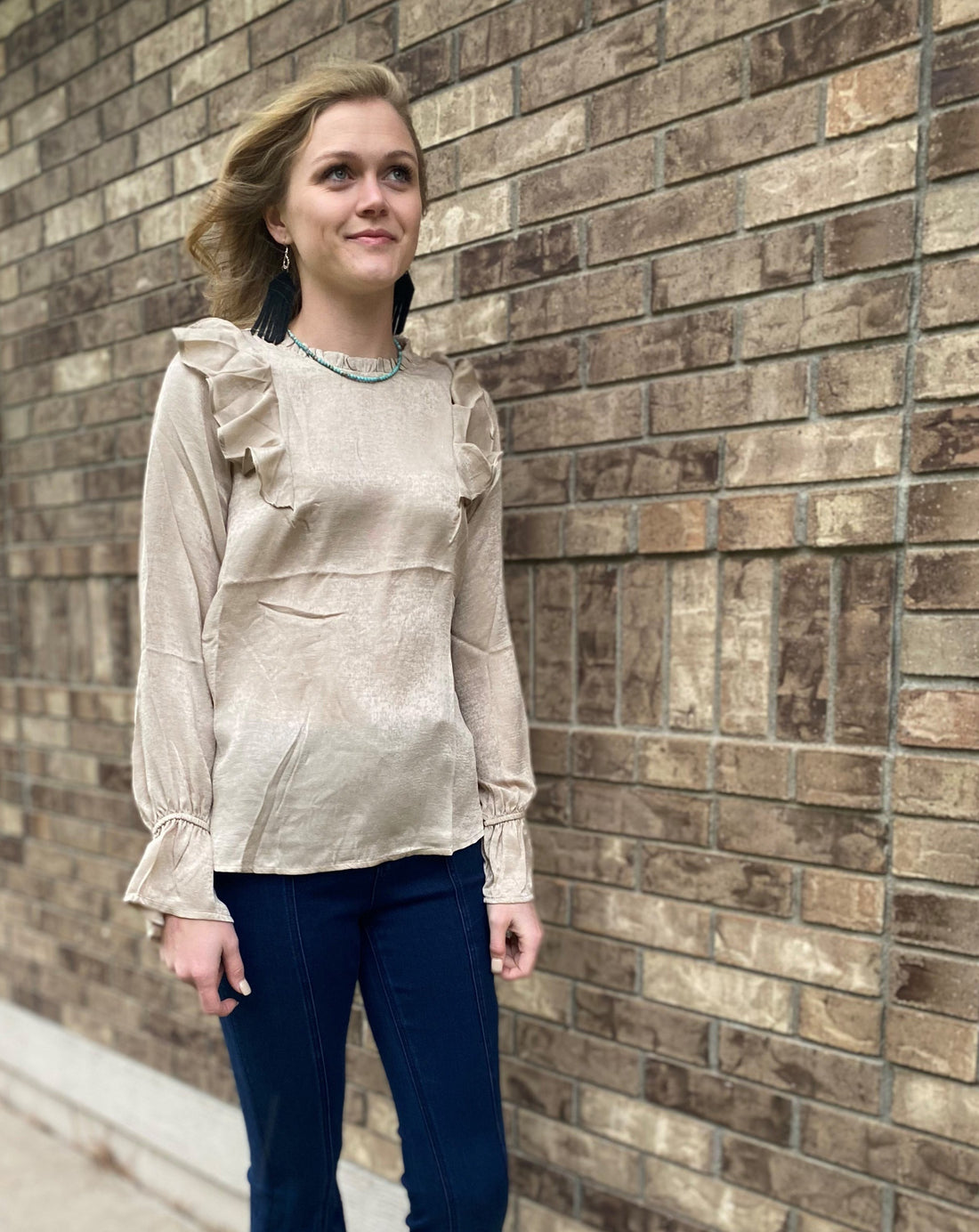 Champagne Ruffle Top