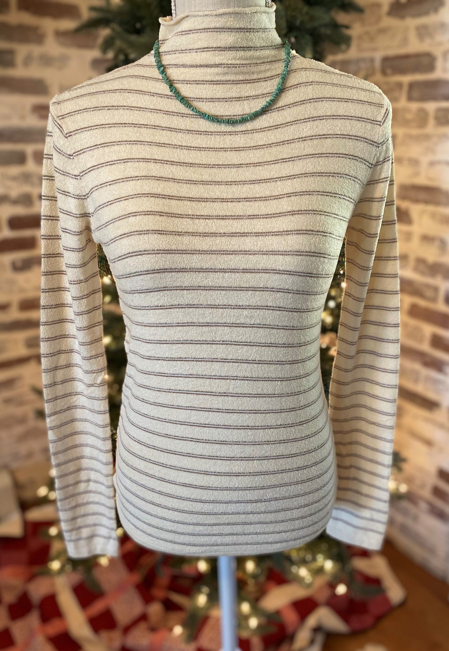 Pin Stripe Mock Neck Sweater