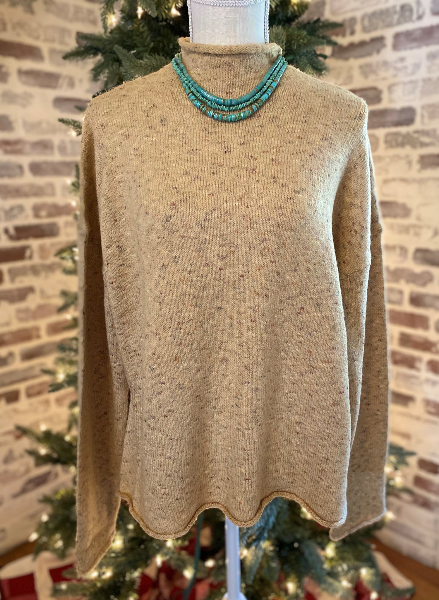 Taupe Mock Neck Sweater