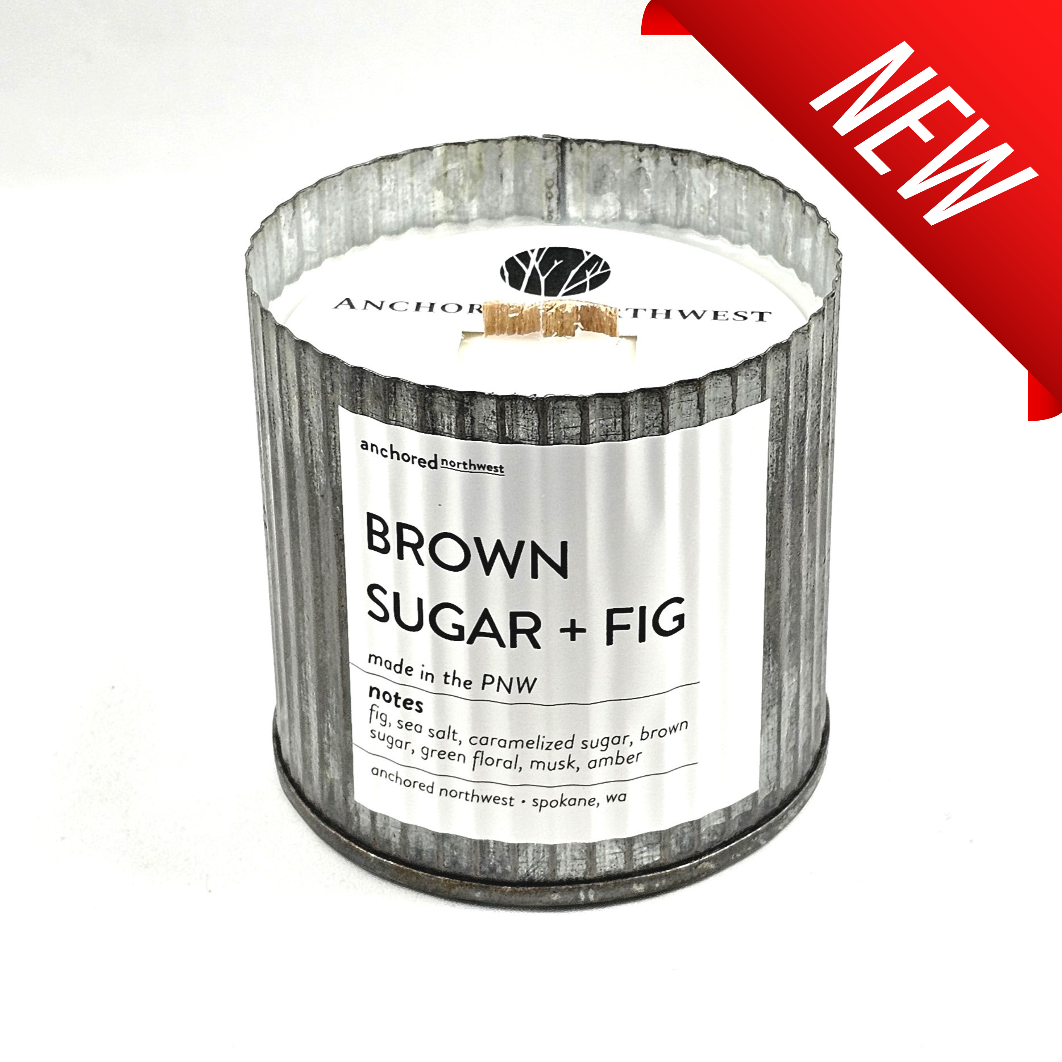 Brown Sugar + Fig Wood Wick Rustic Farmhouse Soy Candle: 10oz